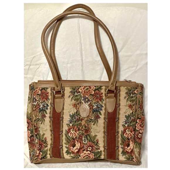 Vintage Floral Stripe Tapestry Purse Shoulder Bag - Picture 3 of 9
